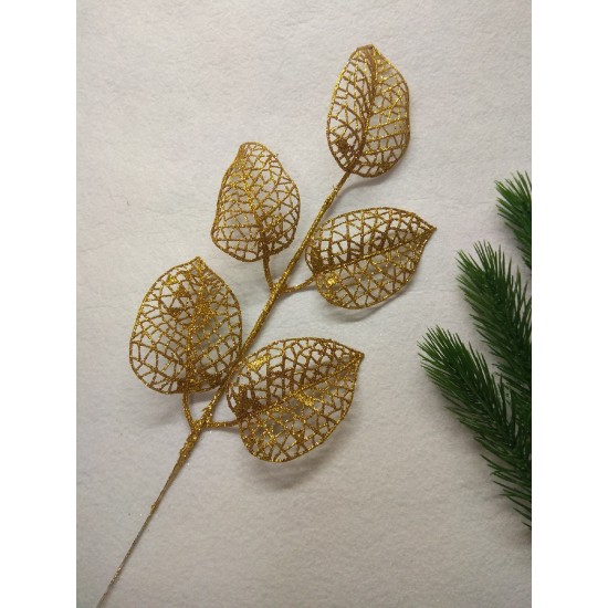 Ветки с глиттером 36*15 см, золотой , цена за 1 шт